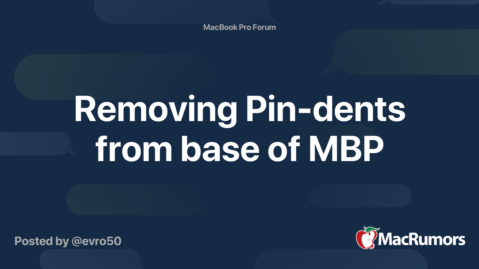 Removing Pindents from base of MBP MacRumors Forums