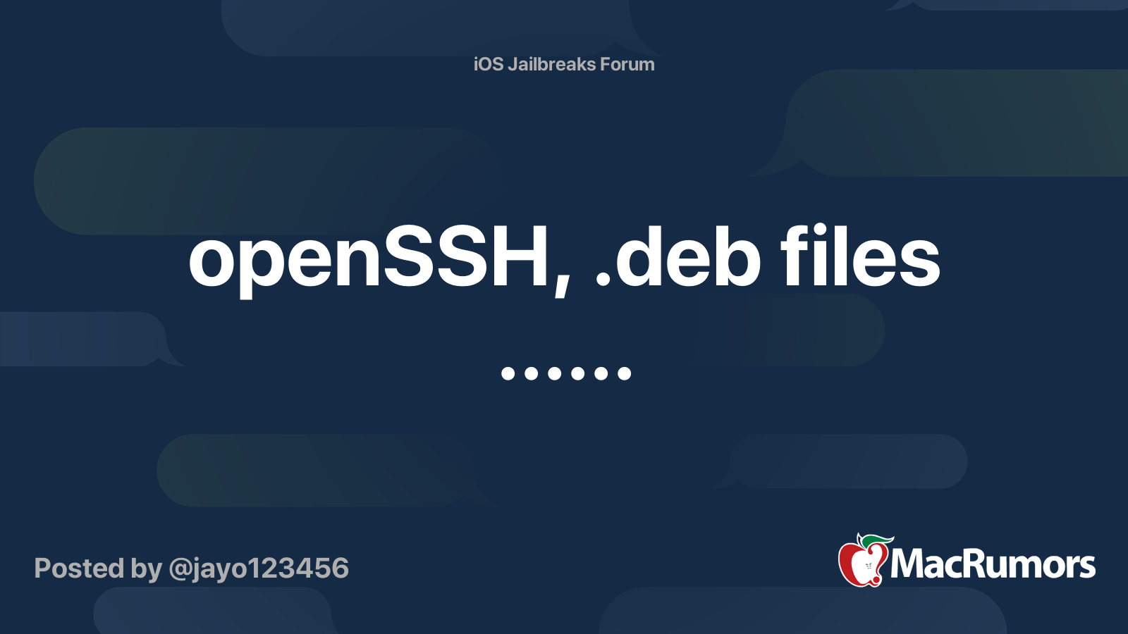 openSSH, .deb files ...... | MacRumors Forums