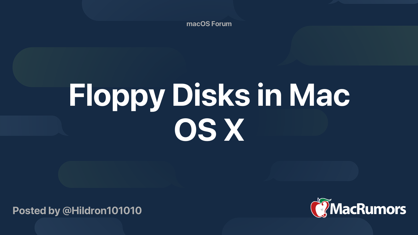 Floppy Disks in Mac OS X MacRumors Forums
