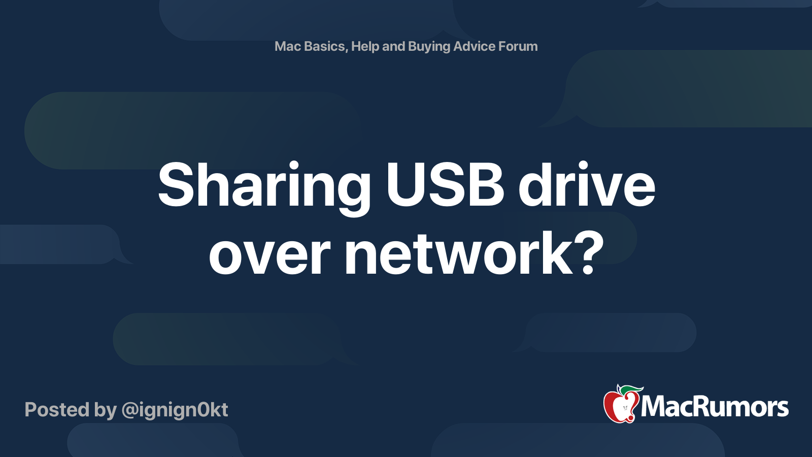 Sharing USB drive over network? MacRumors Forums