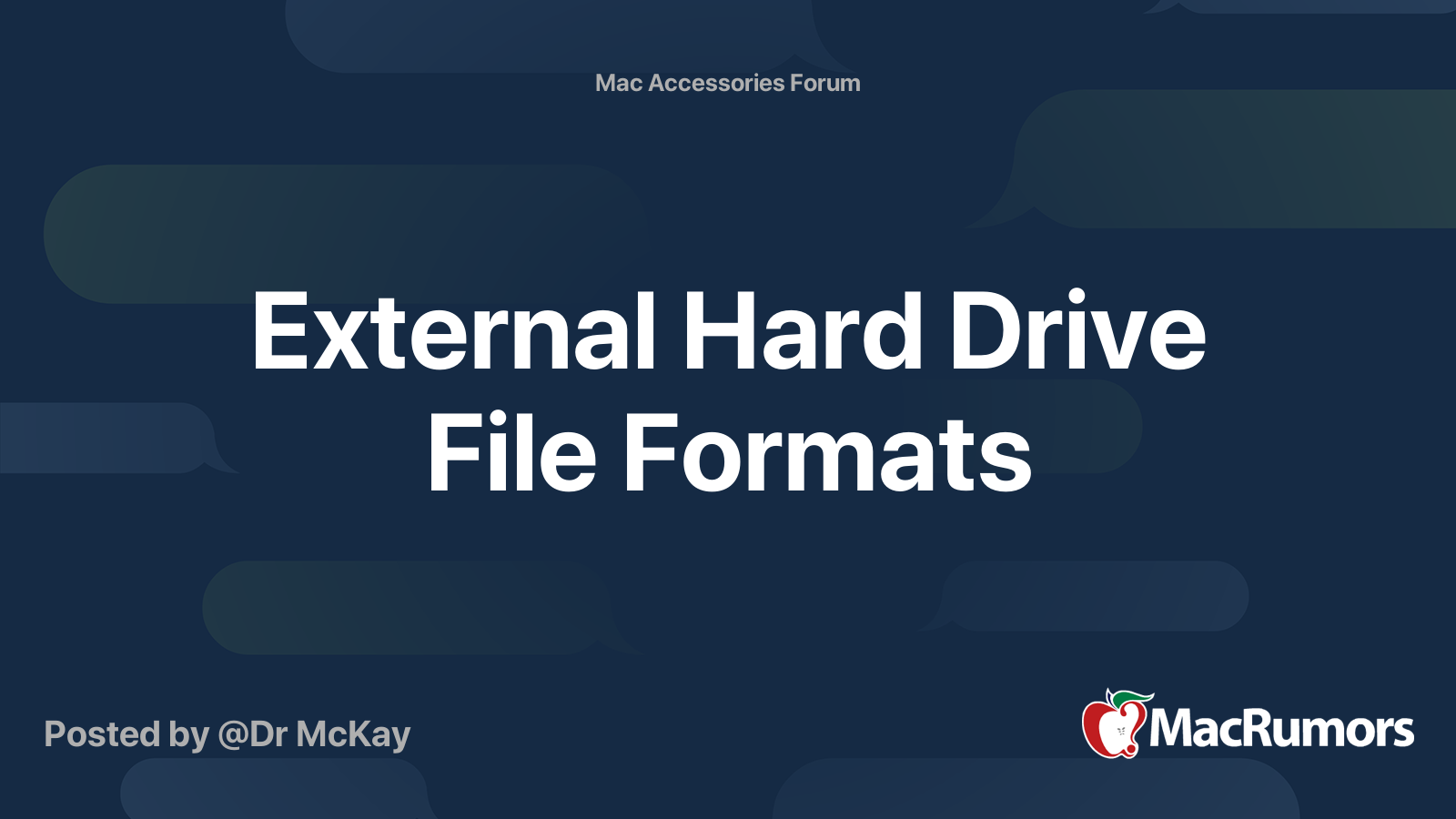 External Hard Drive File Formats | MacRumors Forums