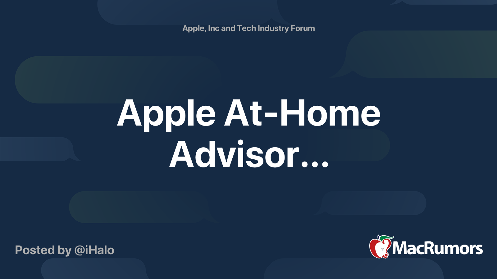 Apple AtHome Advisor... MacRumors Forums