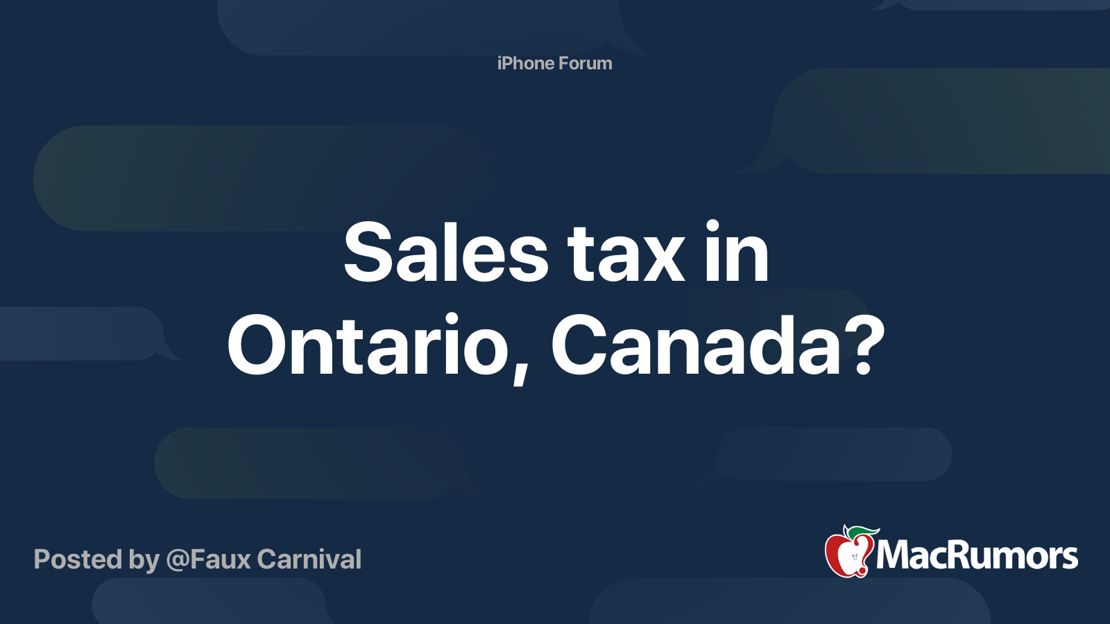 Sales tax in Ontario, Canada? MacRumors Forums