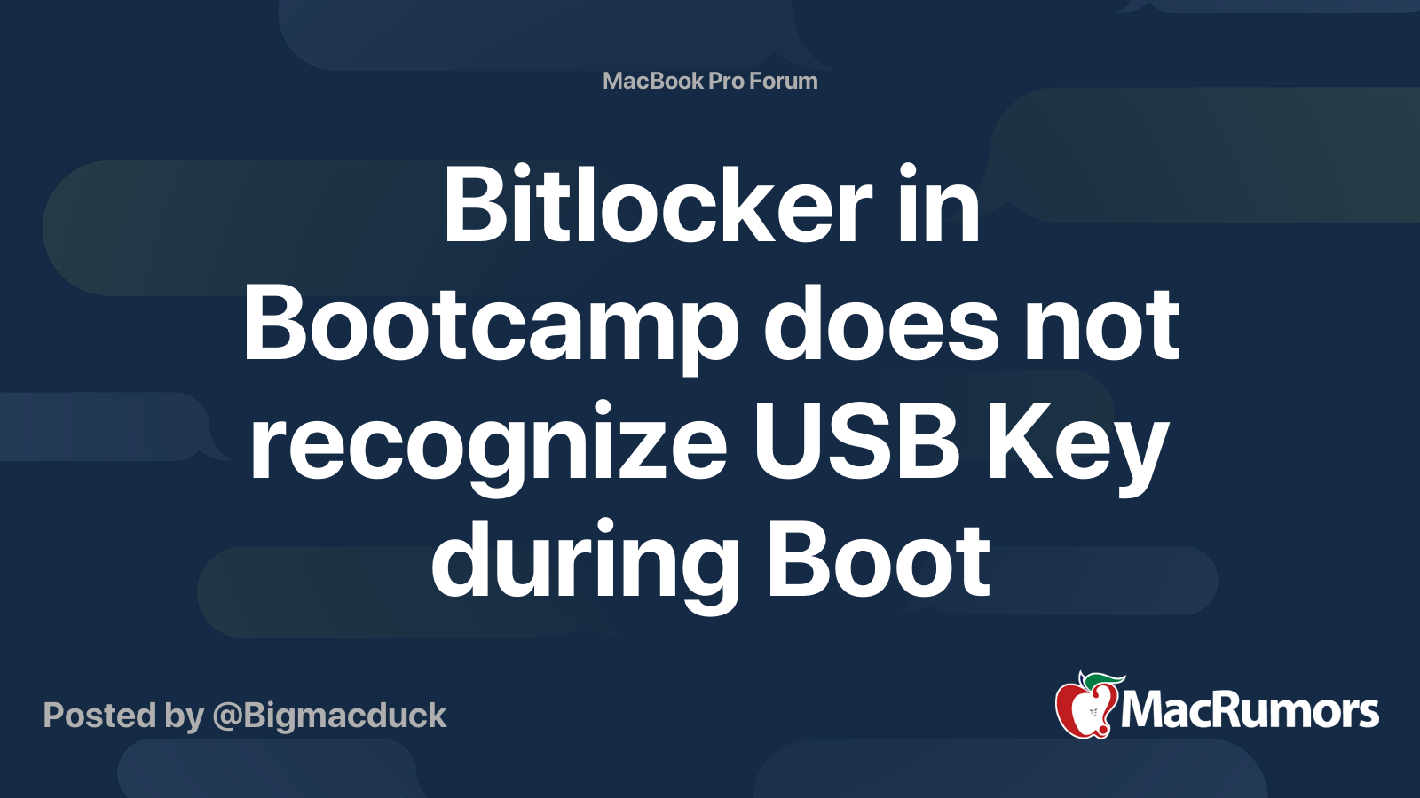 Bitlocker in Bootcamp does not recognize USB Key during Boot