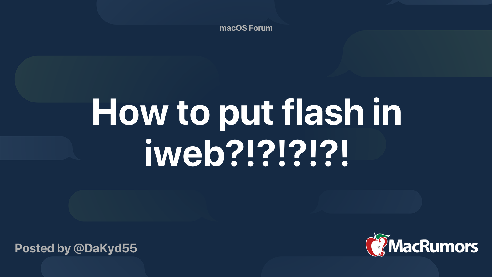 How to put flash in iweb?!?!?!?! MacRumors Forums