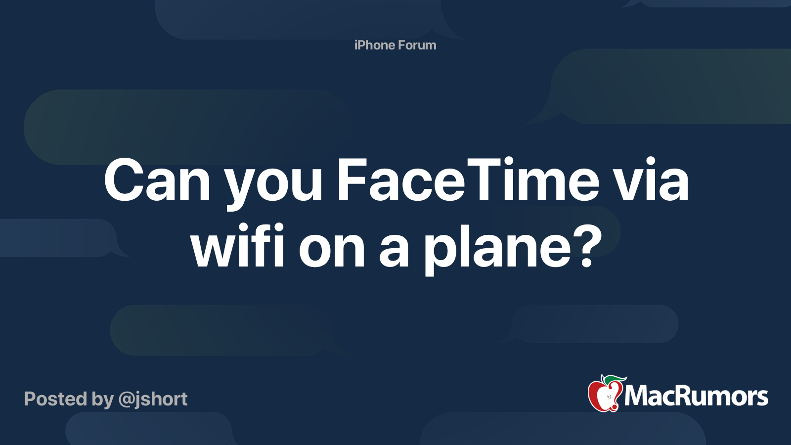 Can you FaceTime via wifi on a plane? MacRumors Forums