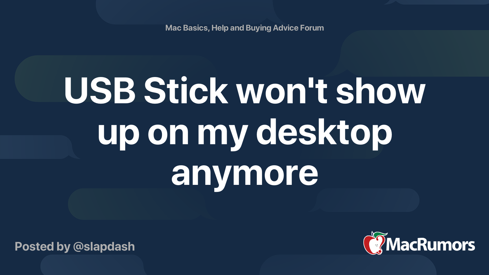 USB Stick won't show up on my desktop anymore MacRumors Forums