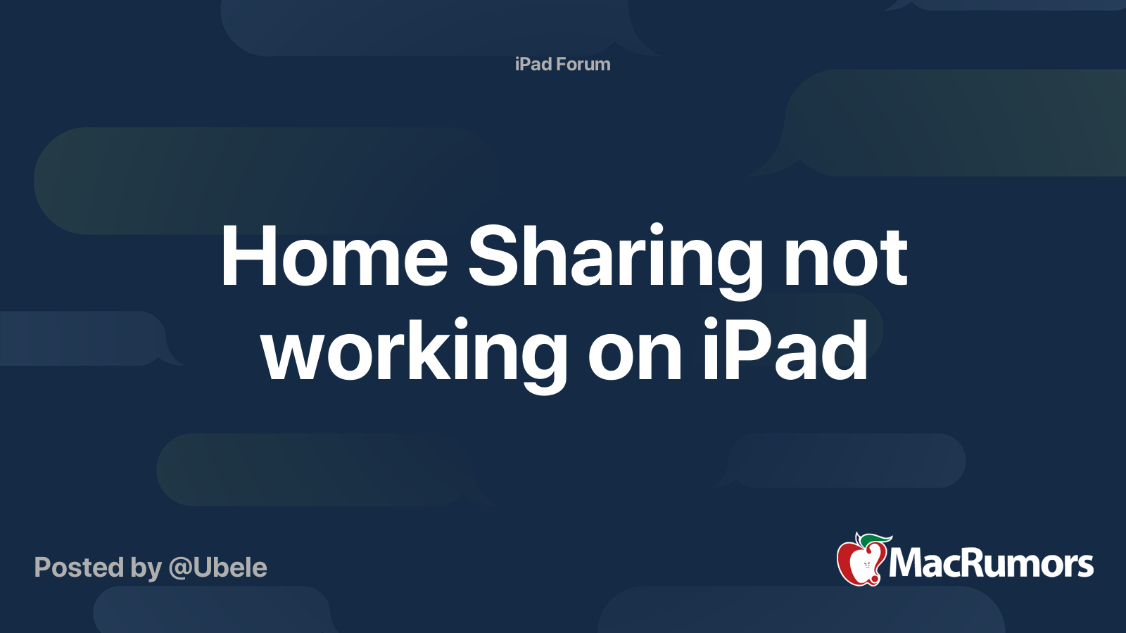 Home Sharing not working on iPad MacRumors Forums