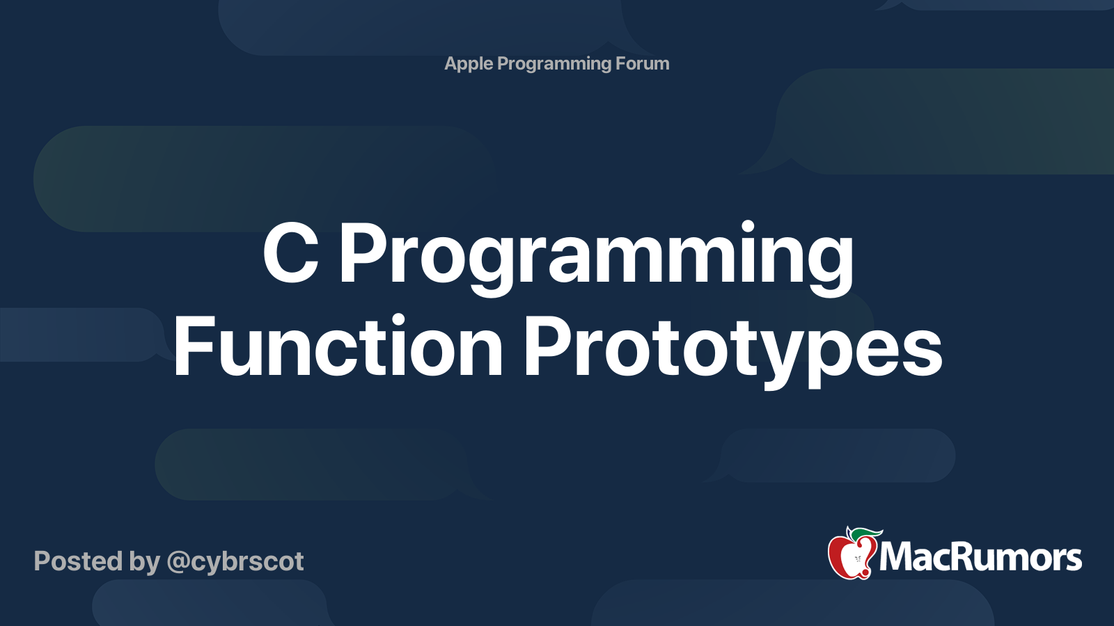C Programming Function Prototypes | MacRumors Forums
