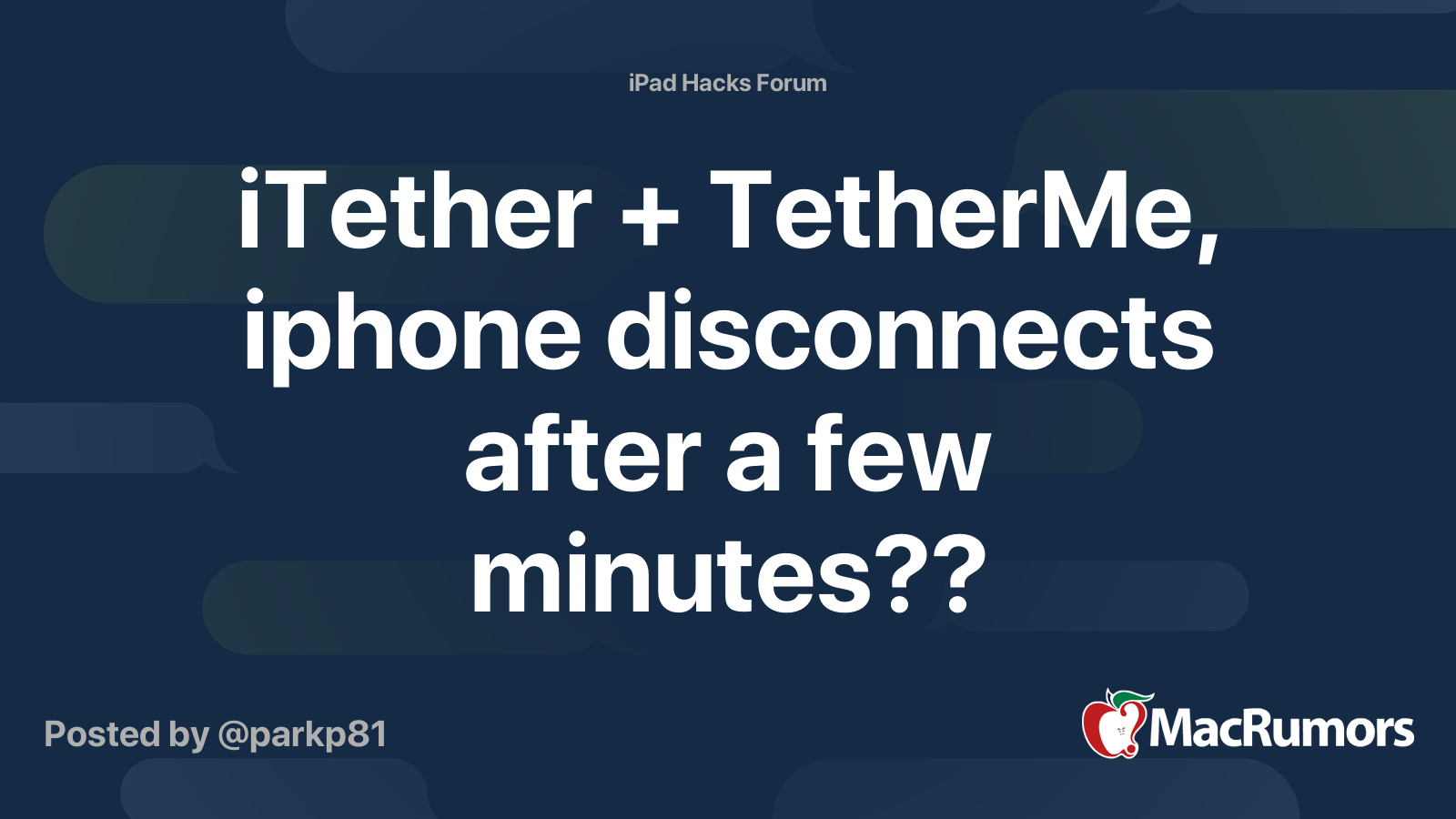 iTether + TetherMe, iphone disconnects after a few minutes
