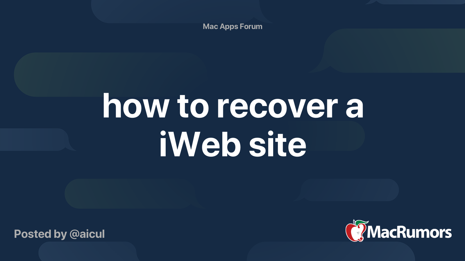 how to recover a iWeb site | MacRumors Forums