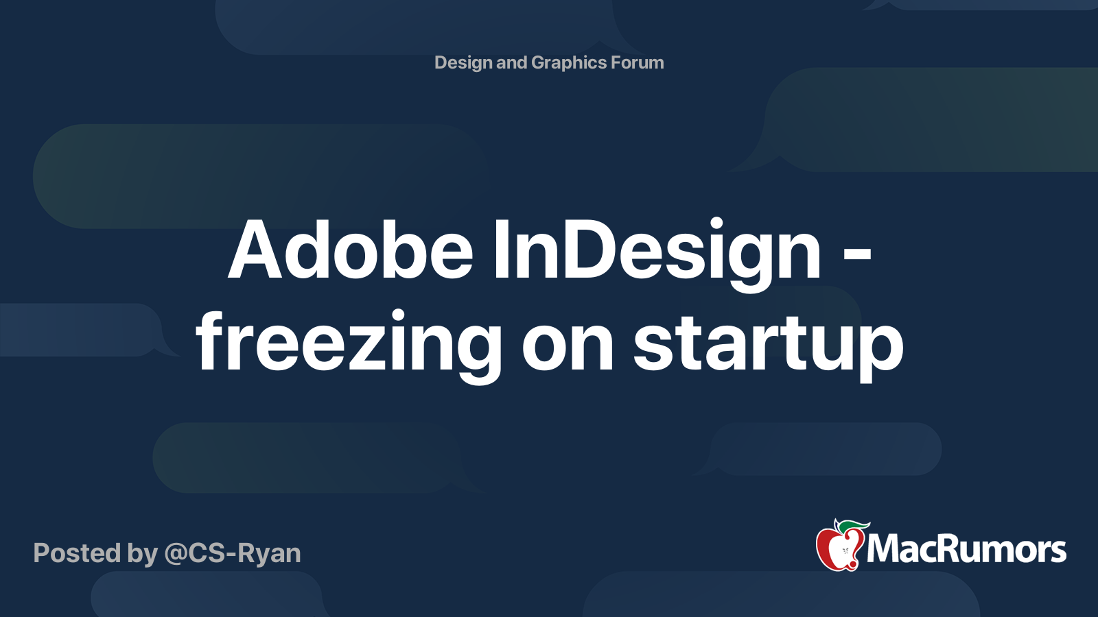 Adobe InDesign freezing on startup MacRumors Forums