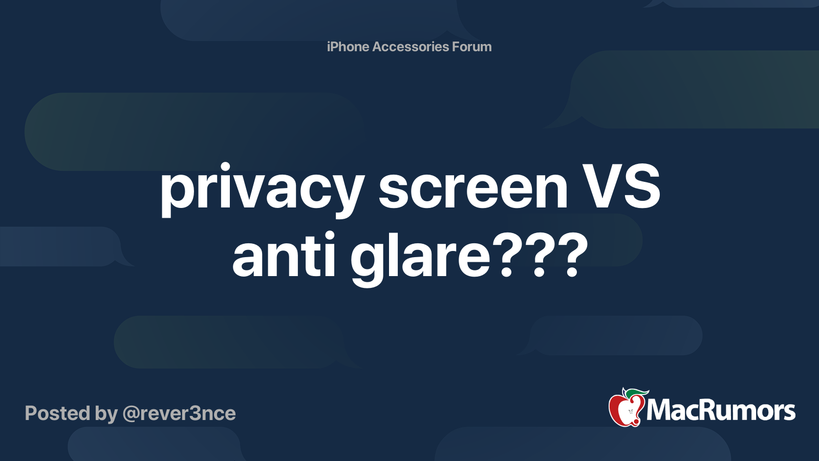 privacy screen VS anti glare??? MacRumors Forums