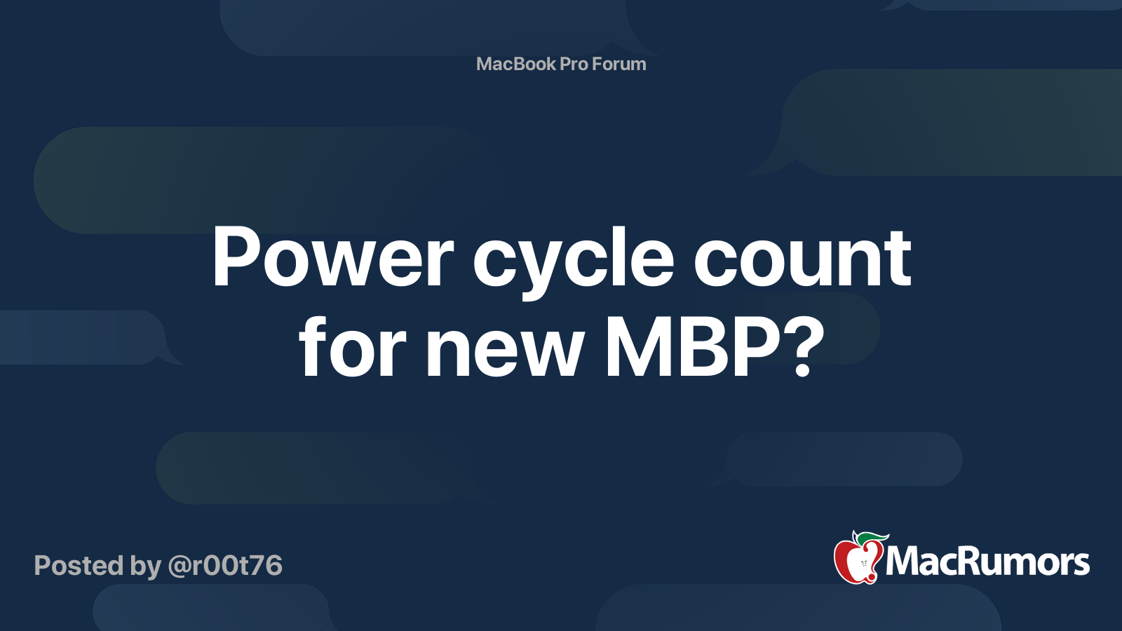 Power cycle count for new MBP? MacRumors Forums