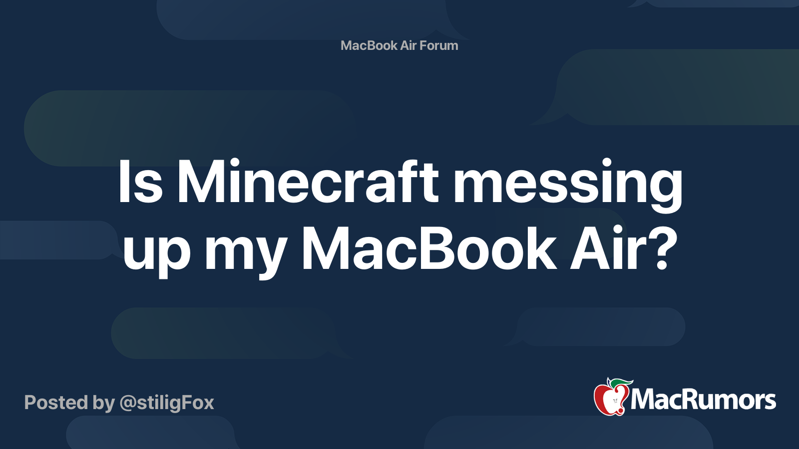 Is Minecraft Messing Up My Macbook Air Macrumors Forums