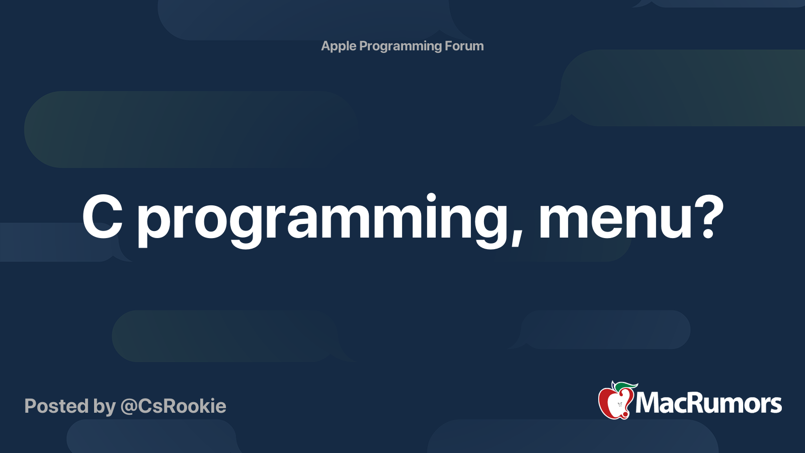 C programming, menu? | MacRumors Forums