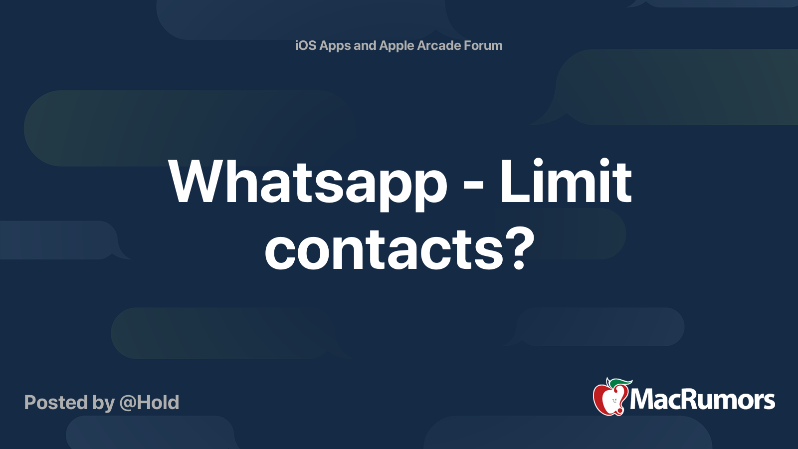 Whatsapp Limit contacts? MacRumors Forums