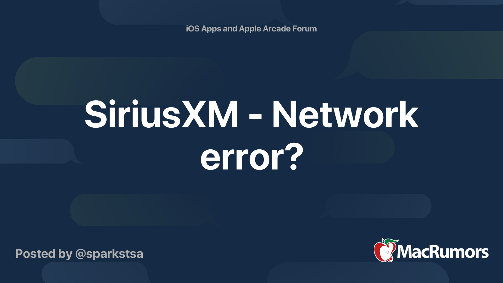 SiriusXM - Network error? | MacRumors Forums