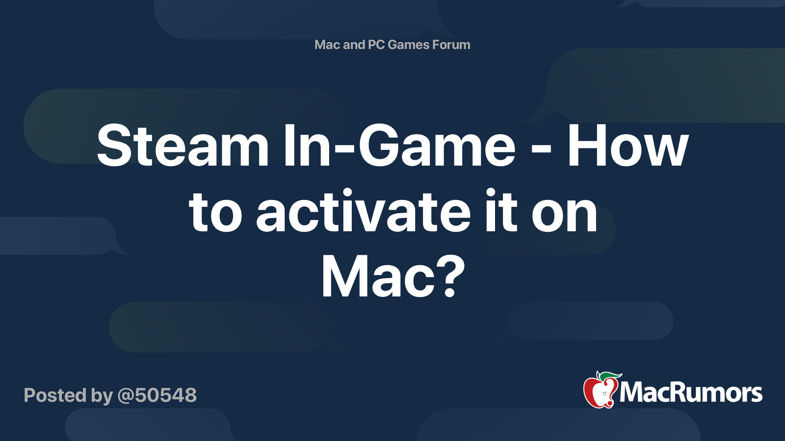 Steam In-Game - How to activate it on Mac? | MacRumors Forums