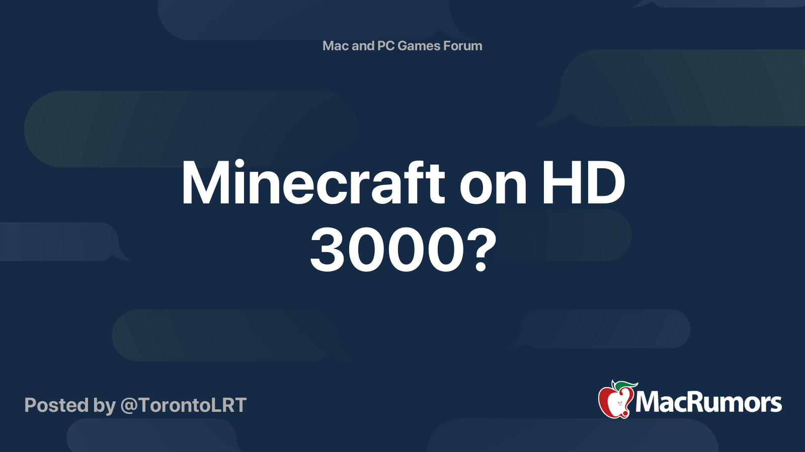 Minecraft On Hd 3000 Macrumors Forums