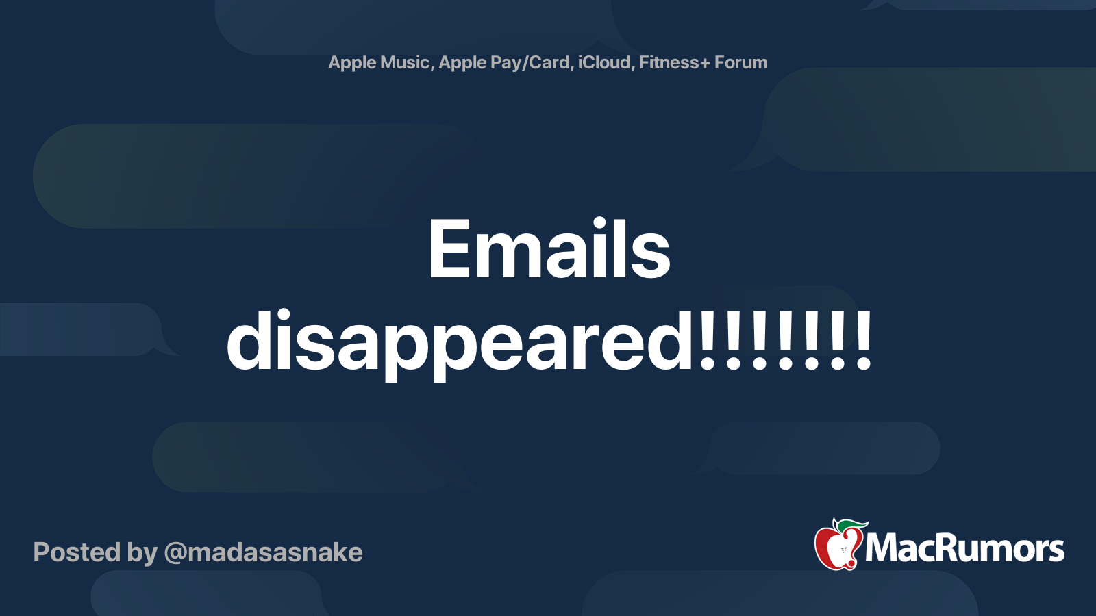 Emails Disappeared MacRumors Forums