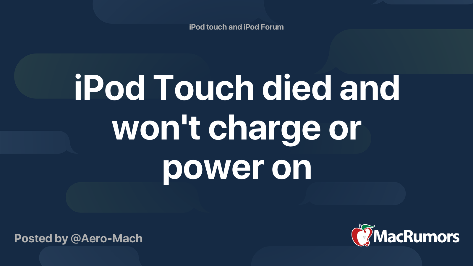 iPod Touch died and won't charge or power on | MacRumors Forums