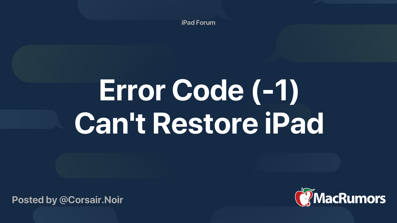 error code 10 ipad restore