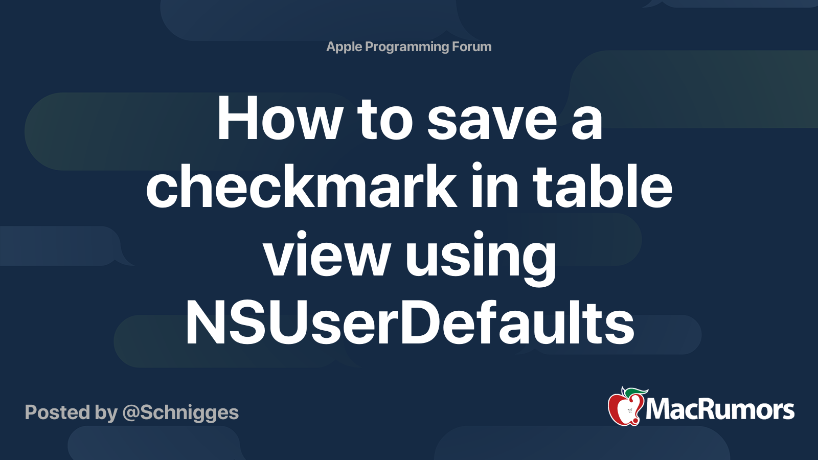 How to save a checkmark in table view using NSUserDefaults | MacRumors ...