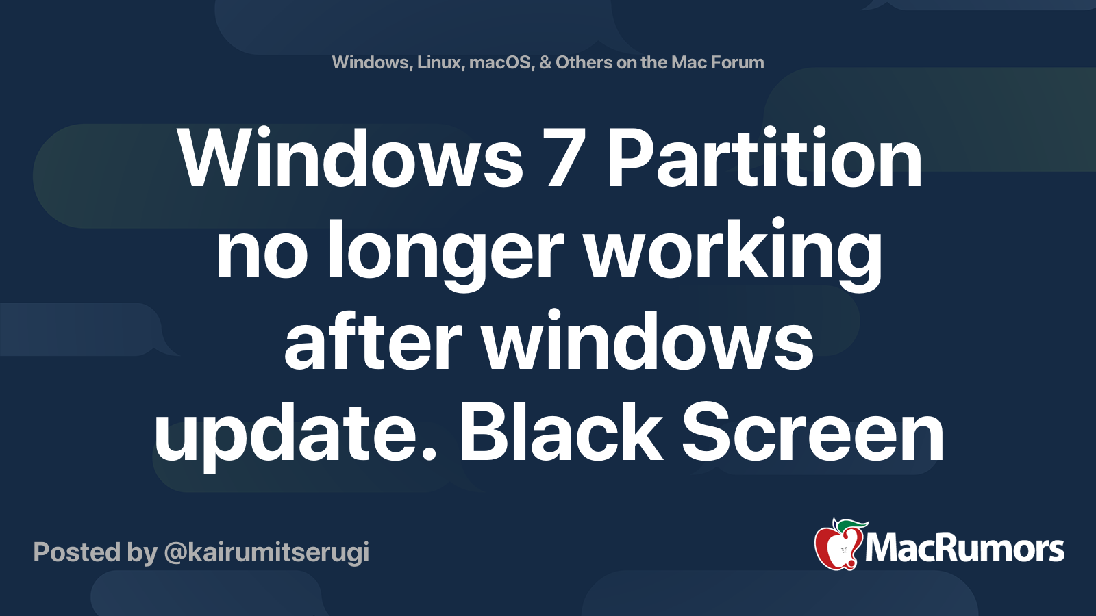 Windows 7 Partition no longer working after windows update. Black