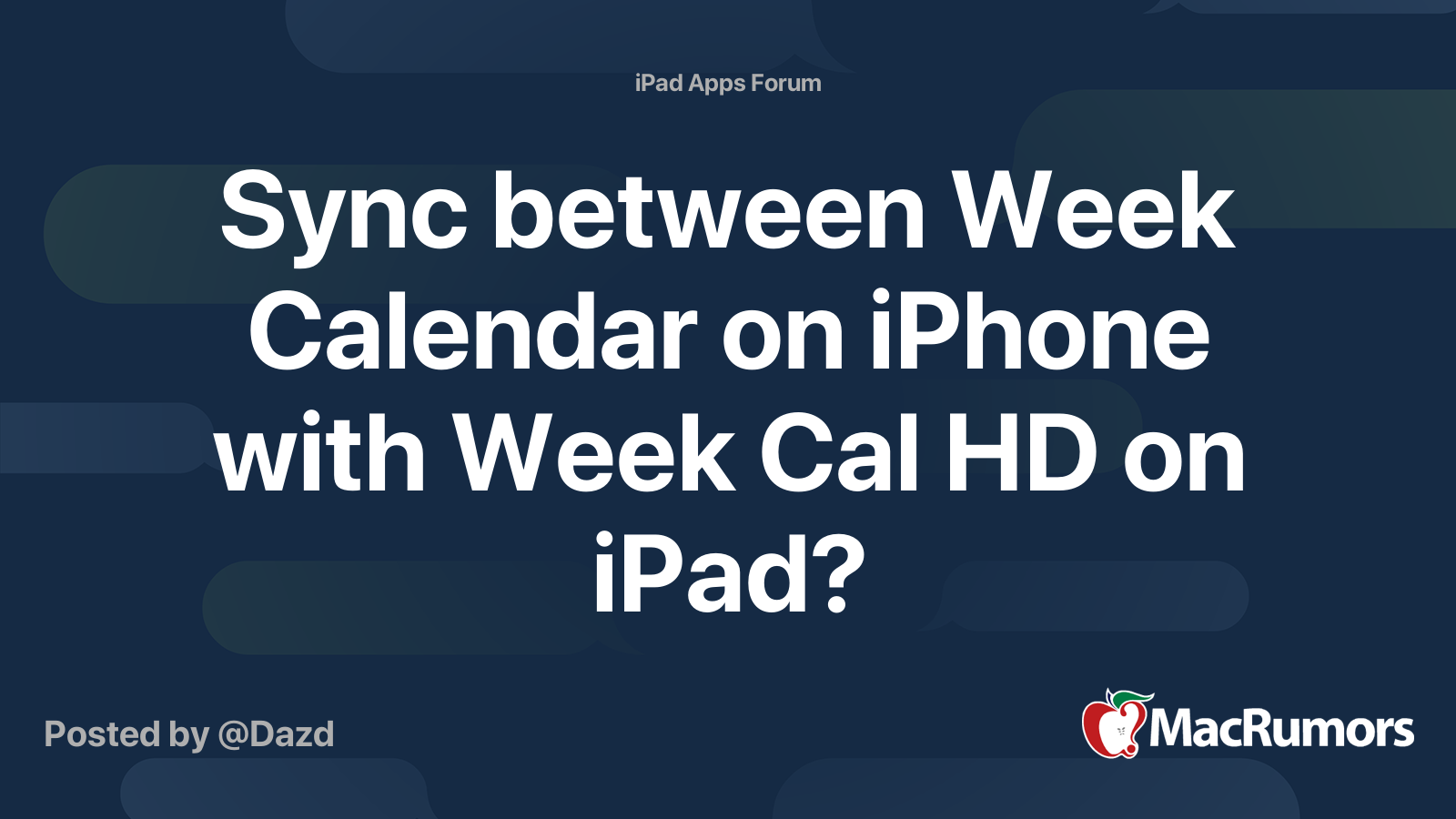 Sync between Week Calendar on iPhone with Week Cal HD on iPad