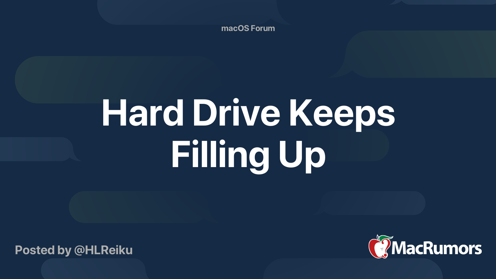 Hard Drive Keeps Filling Up MacRumors Forums