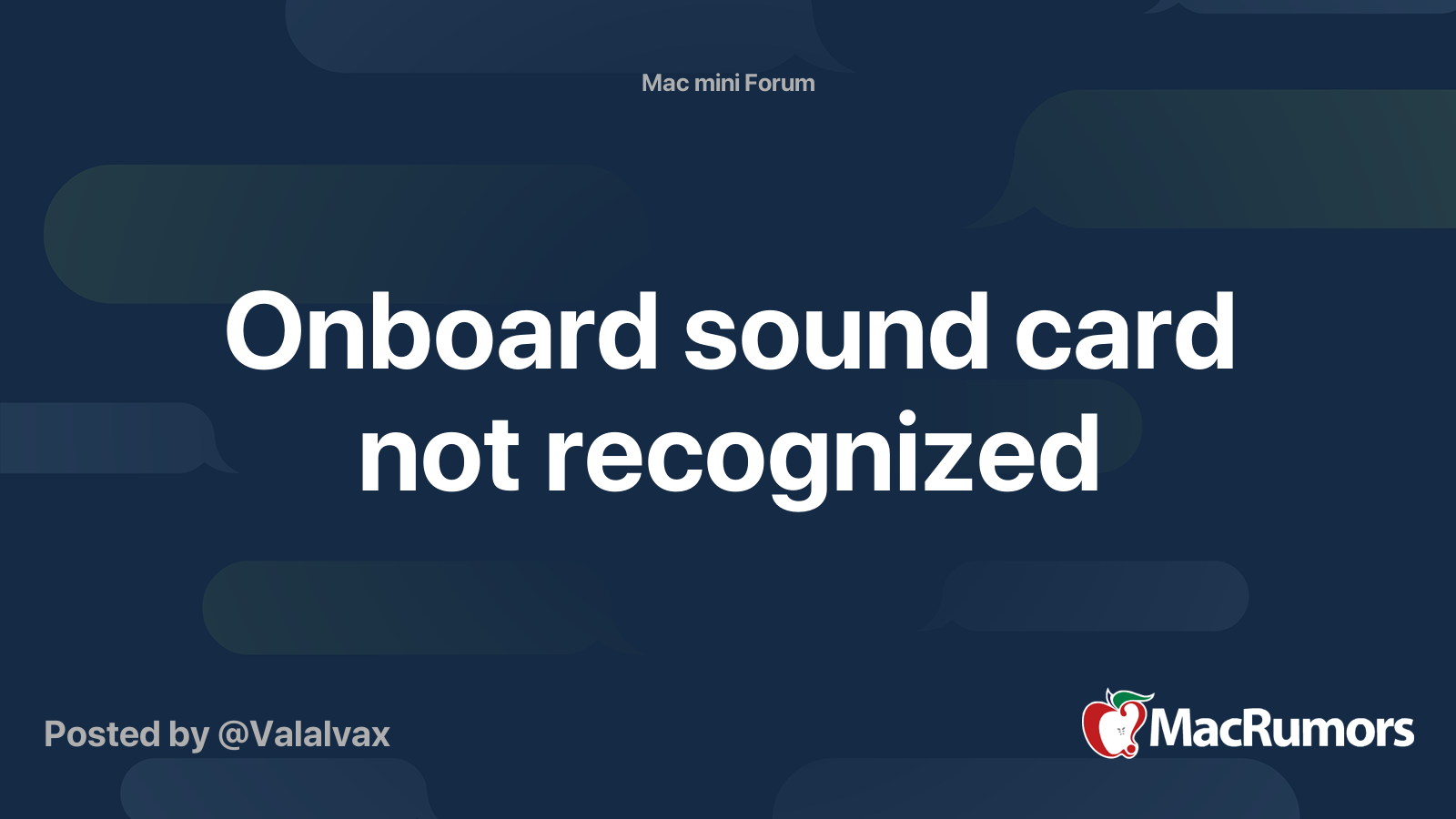 Onboard sound card not recognized MacRumors Forums