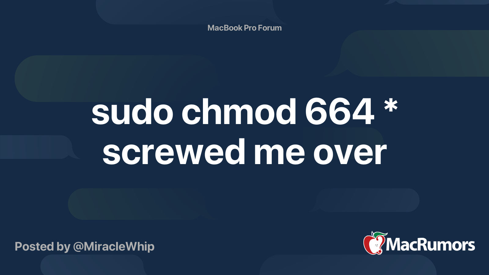 Sudo Chmod 664 Screwed Me Over Macrumors Forums