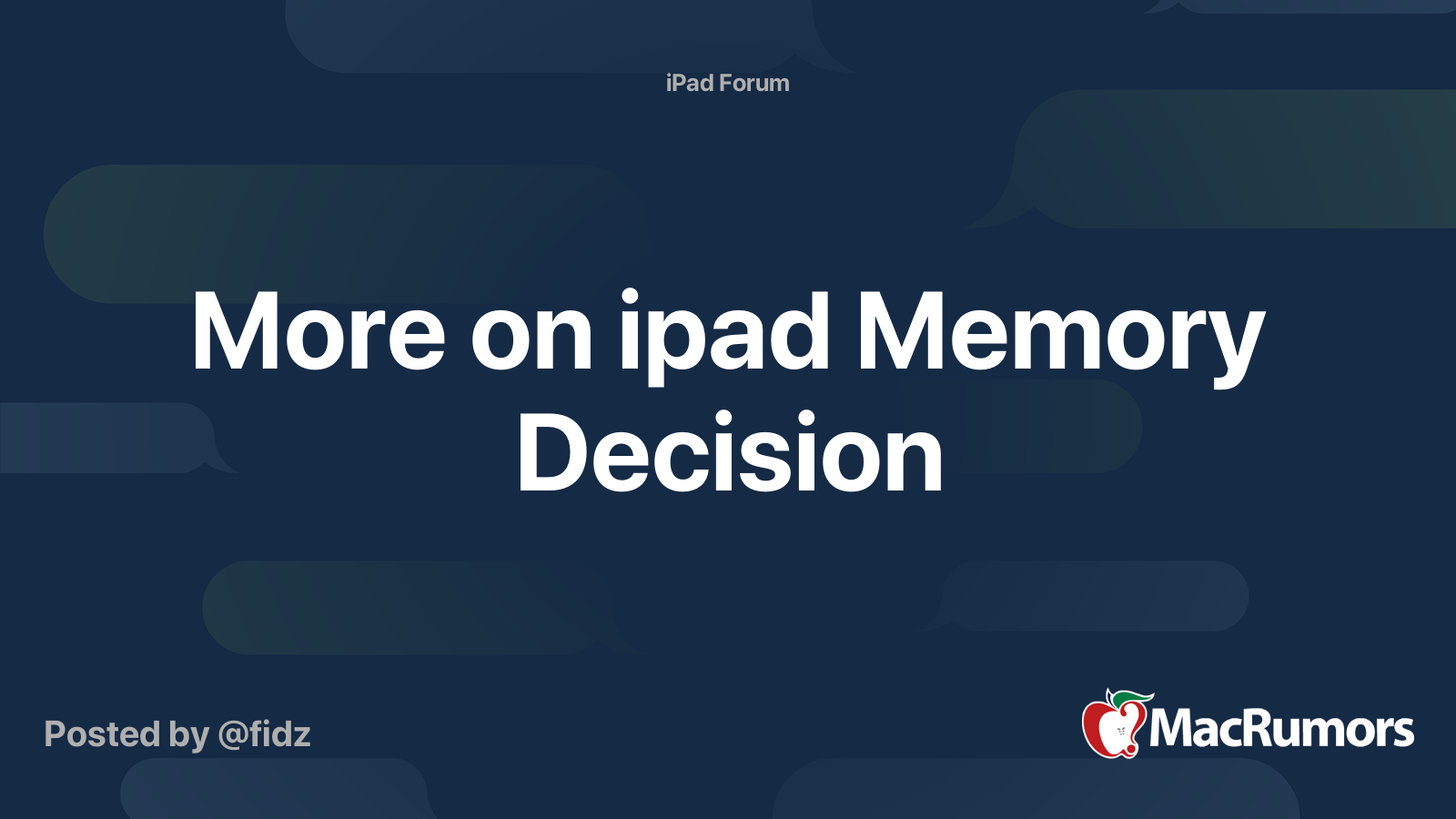 More on ipad Memory Decision | MacRumors Forums