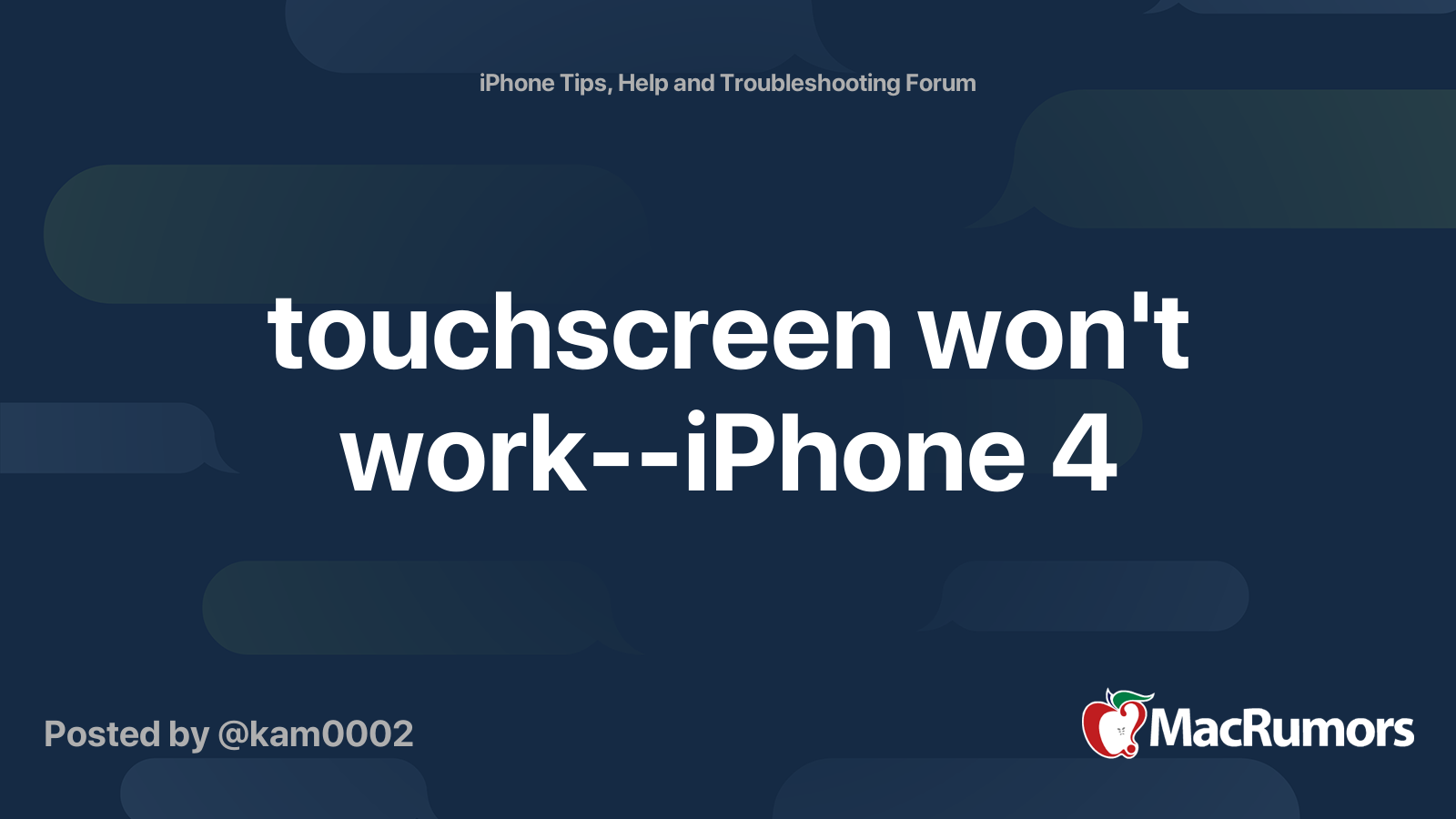 touchscreen won't workiPhone 4 MacRumors Forums