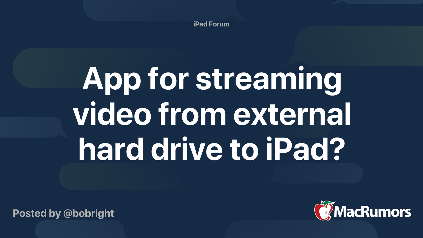 App for streaming video from external hard drive to iPad? MacRumors