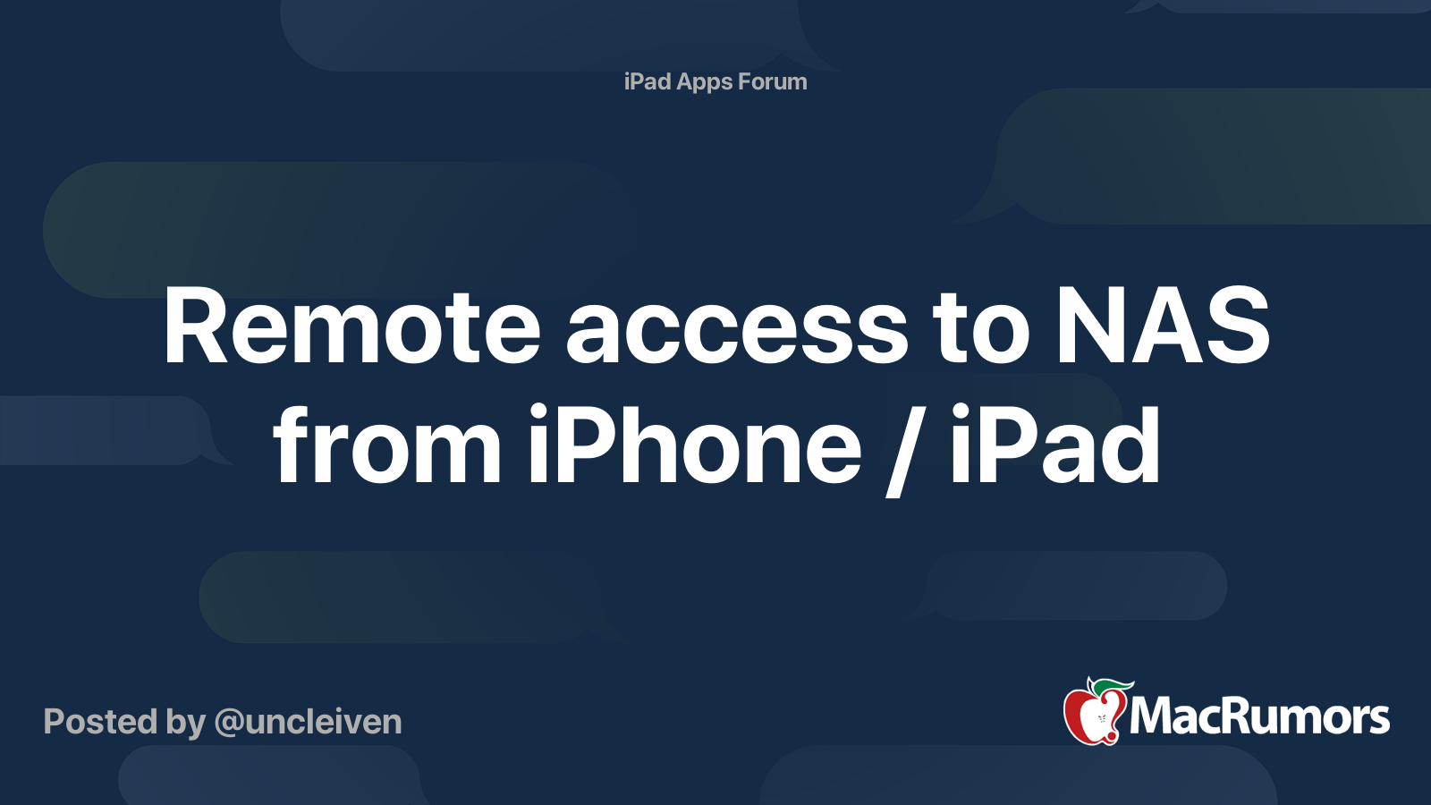 Remote access to NAS from iPhone / iPad MacRumors Forums