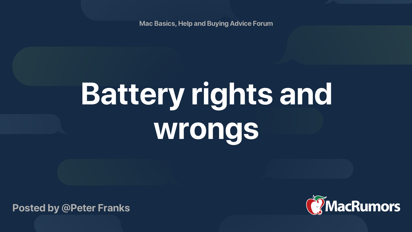 Battery rights and wrongs MacRumors Forums