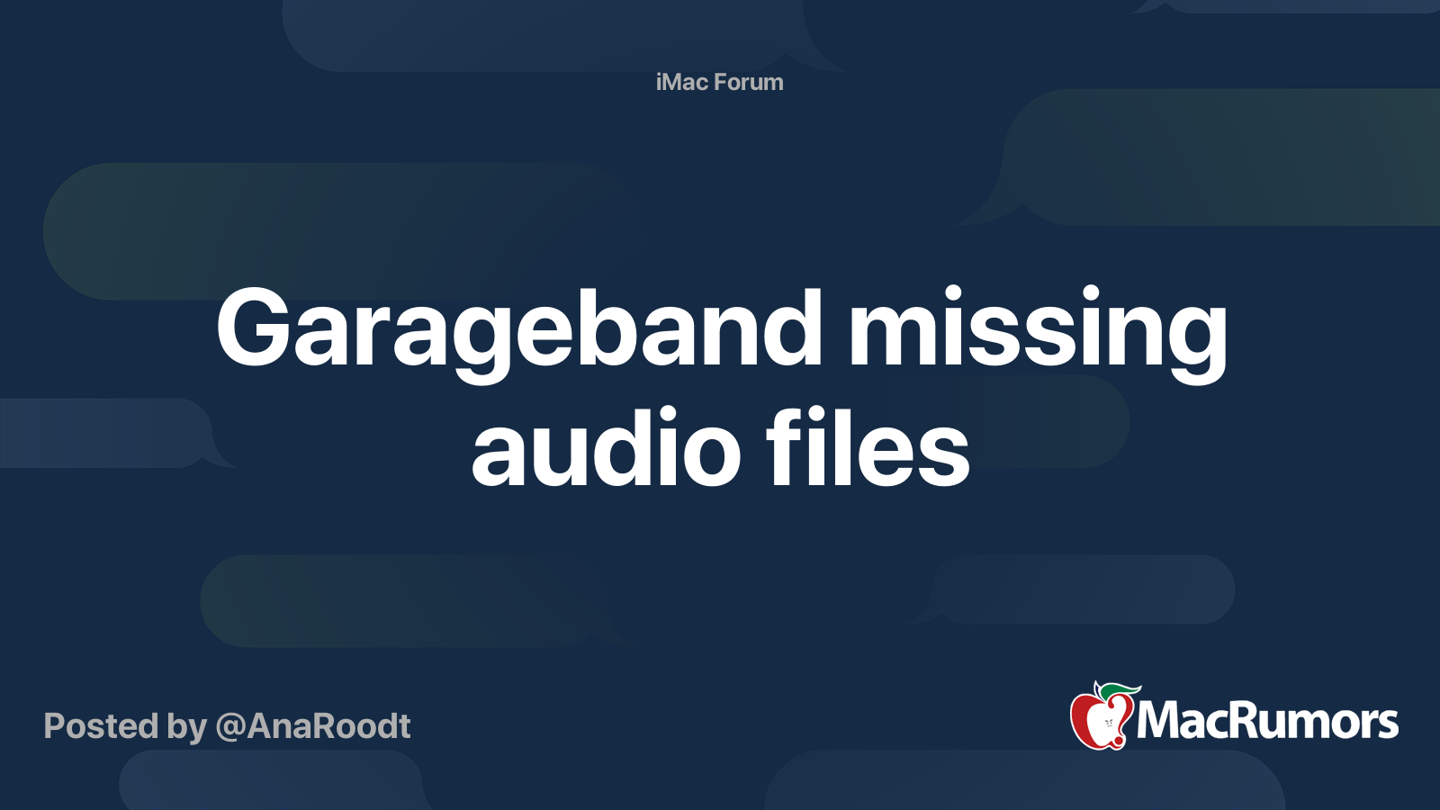 Garageband missing audio files MacRumors Forums