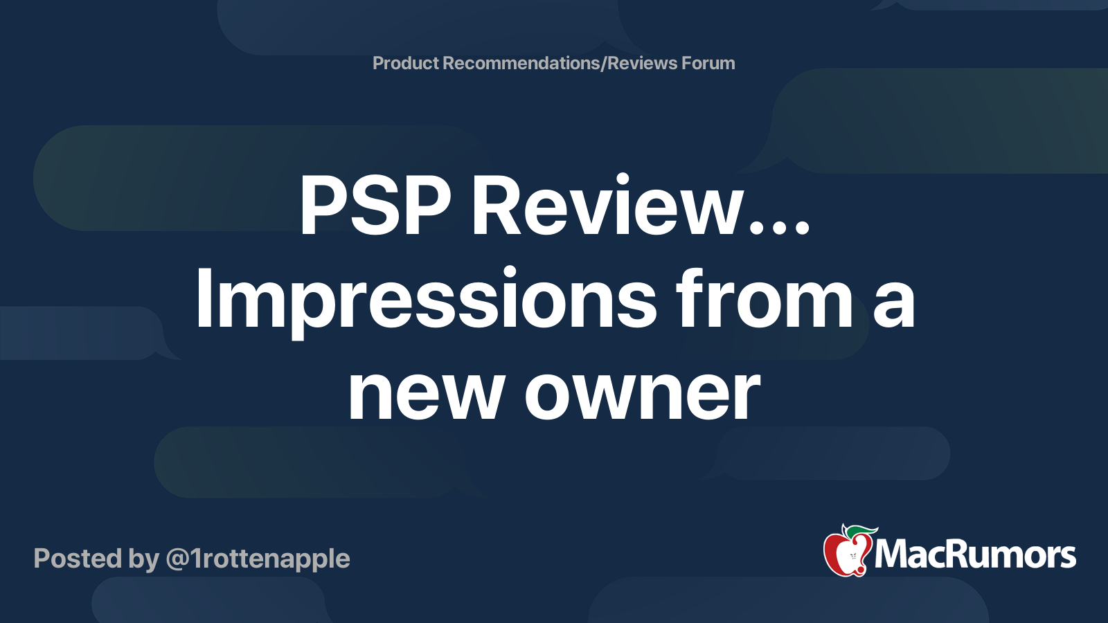 PSP Review... Impressions from a new owner | MacRumors Forums