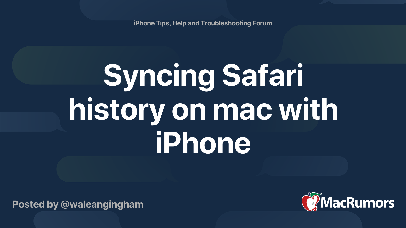 Syncing Safari history on mac with iPhone | MacRumors Forums