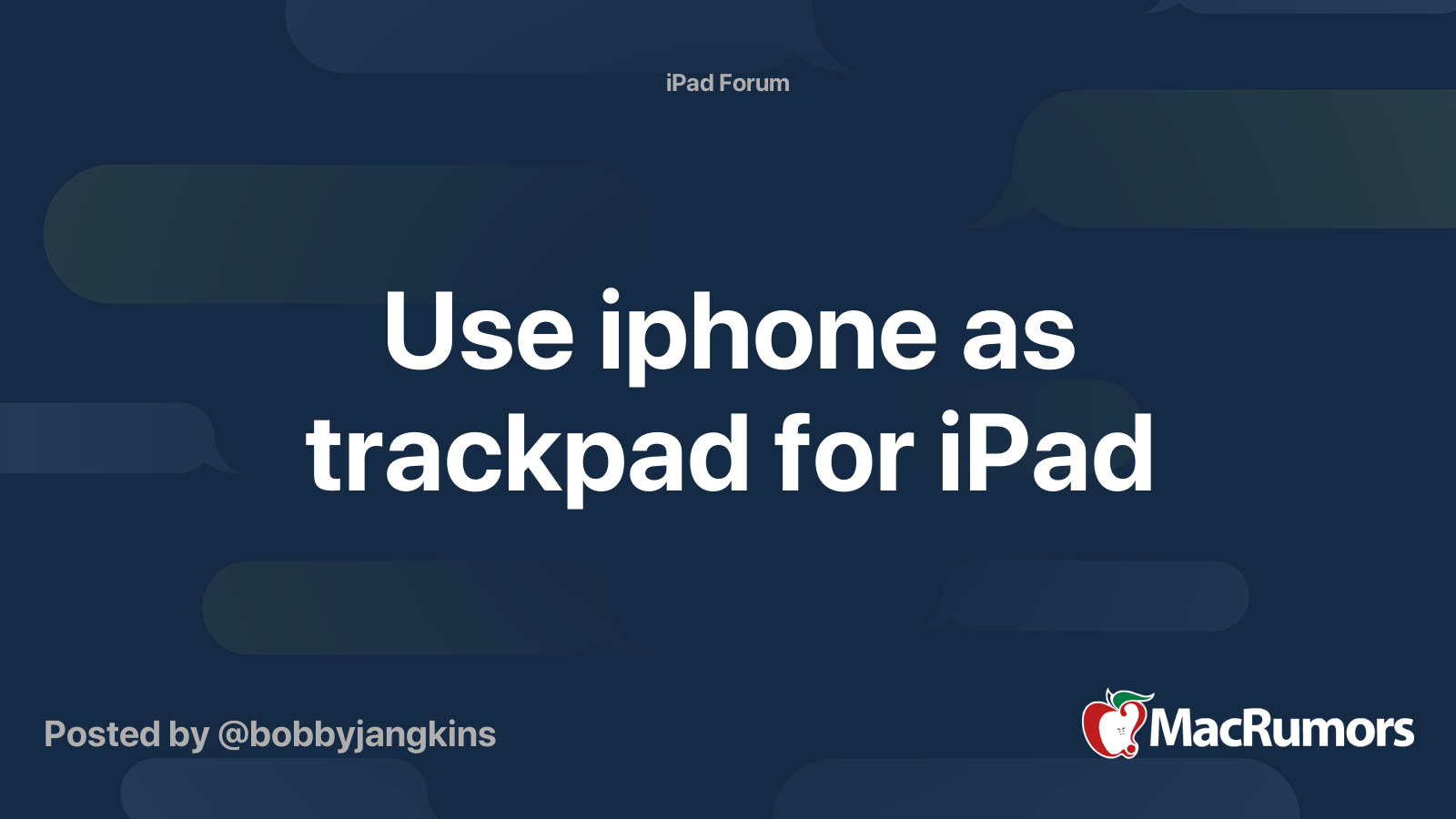 Use iphone as trackpad for iPad MacRumors Forums