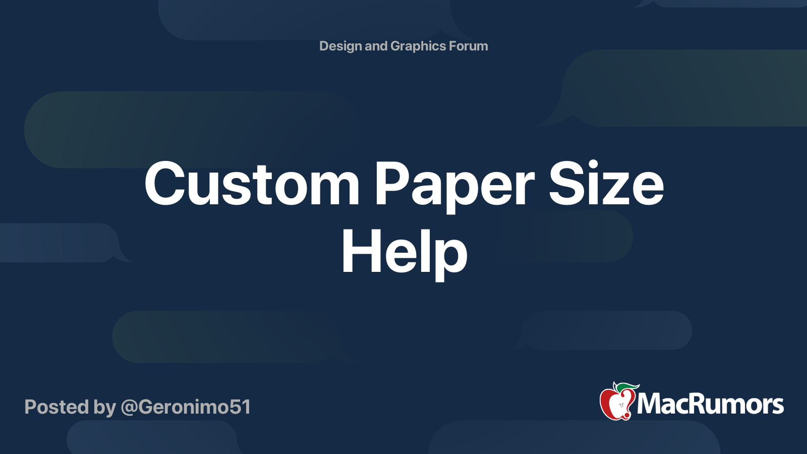 Custom Paper Size Help MacRumors Forums