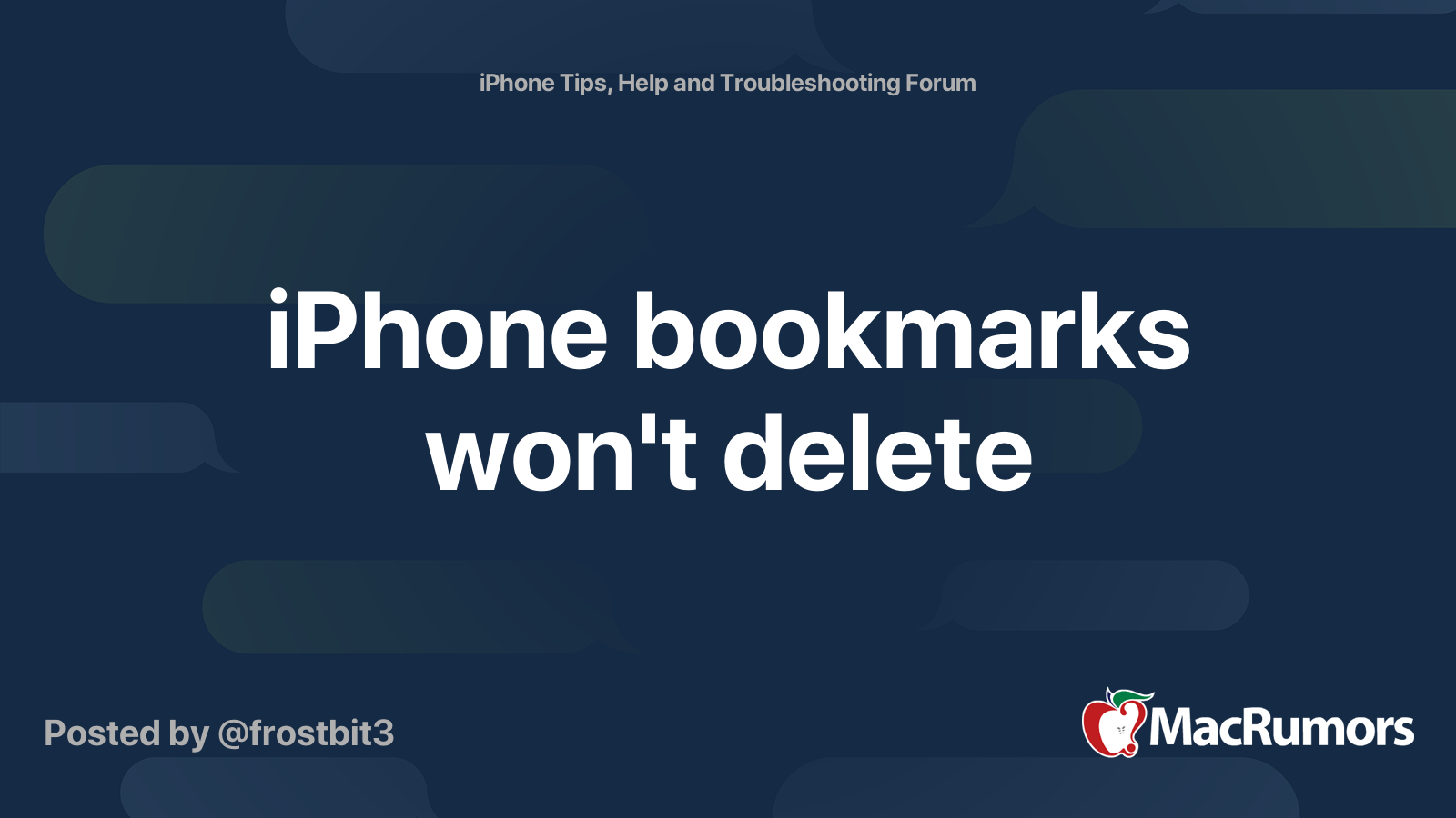iPhone bookmarks won't delete MacRumors Forums