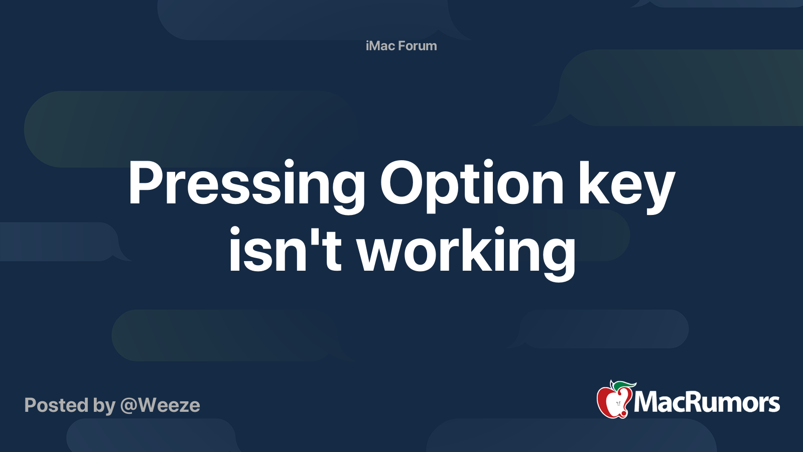 Pressing Option key isn't working | MacRumors Forums