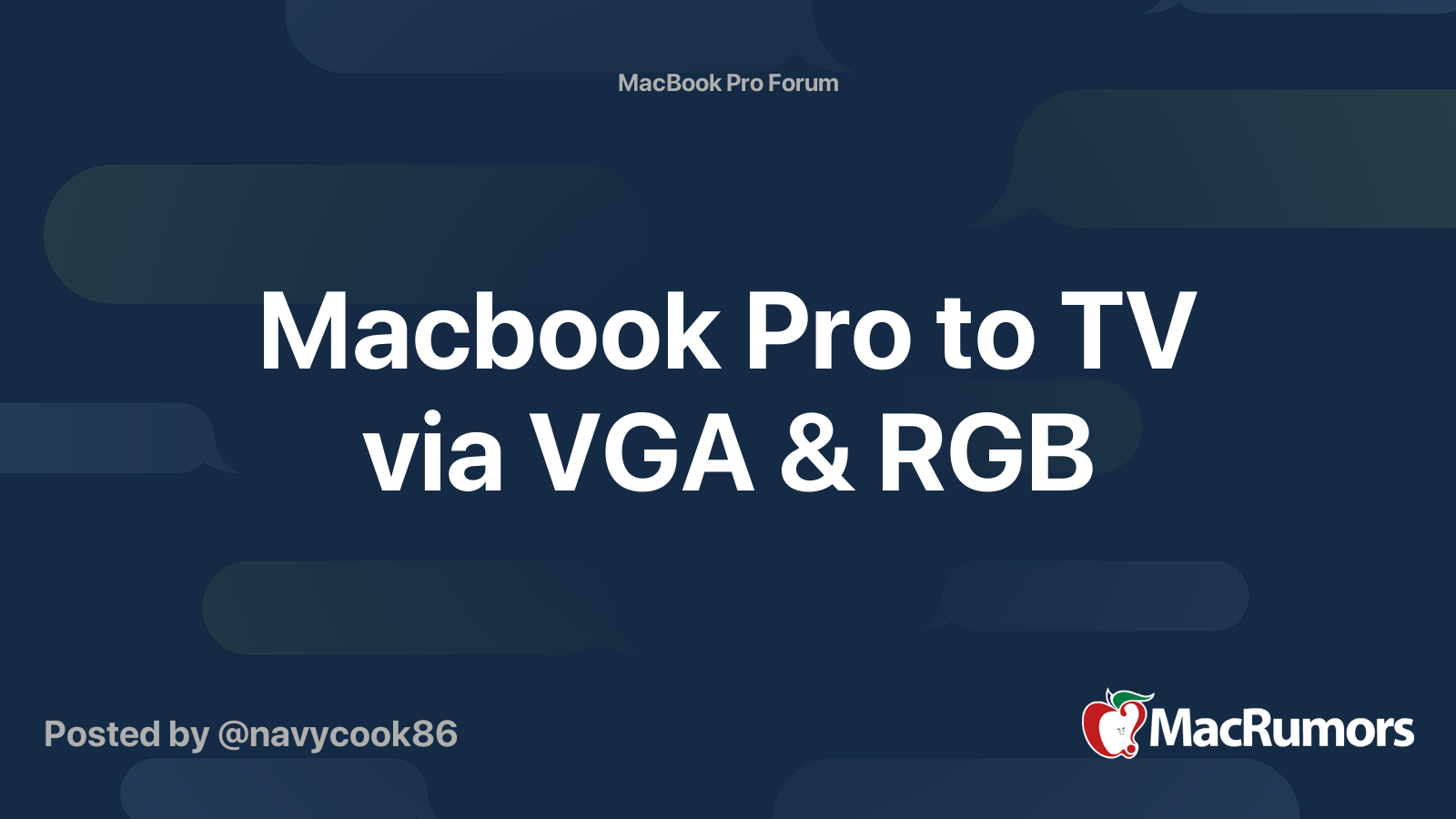 Macbook Pro To TV Via VGA RGB MacRumors Forums