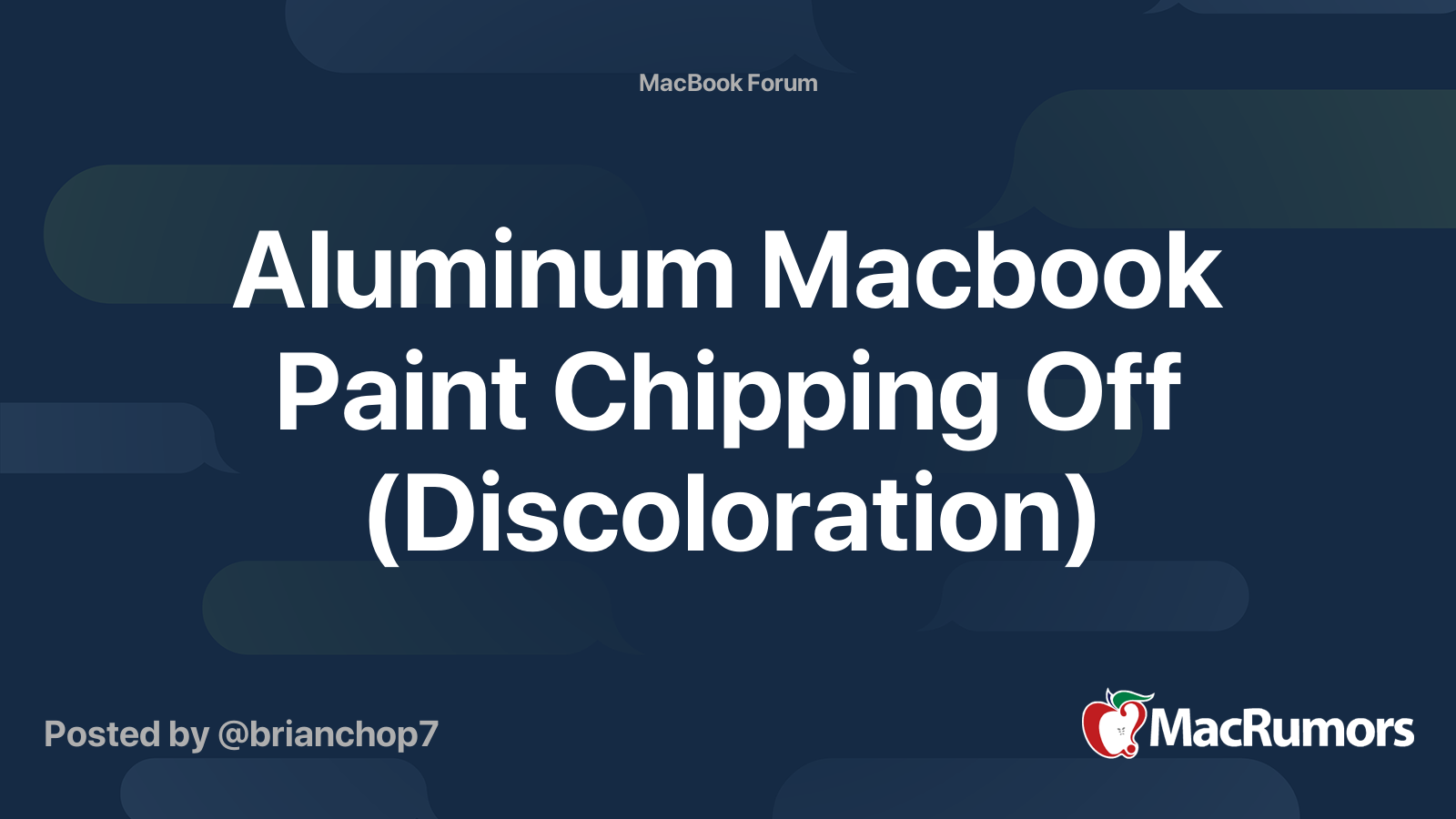 Aluminum Macbook Paint Chipping Off (Discoloration) MacRumors Forums