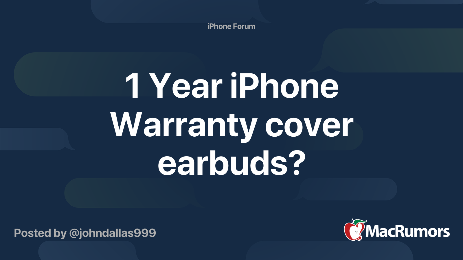 1 Year iPhone Warranty cover earbuds? MacRumors Forums