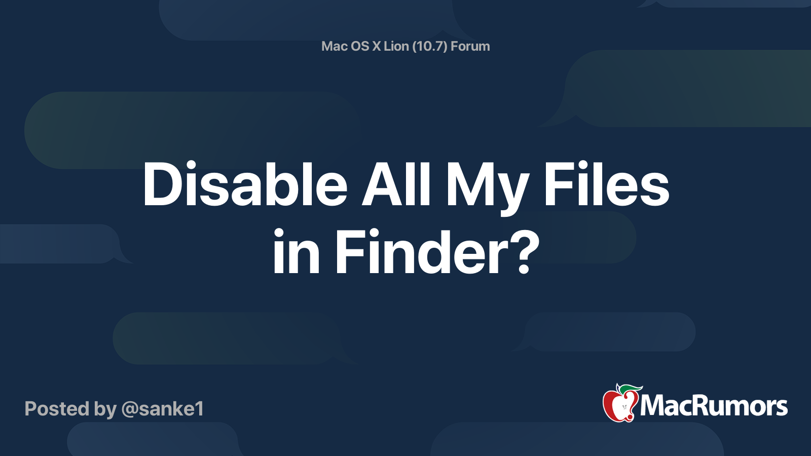 Disable All My Files In Finder MacRumors Forums