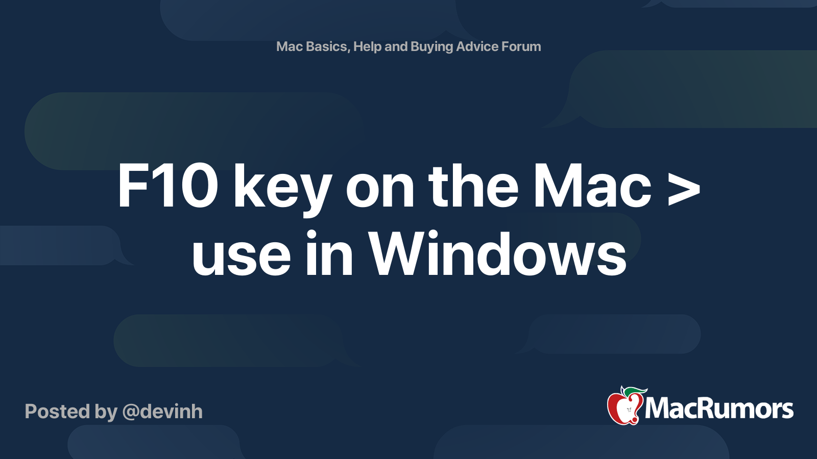F10 key on the Mac > use in Windows MacRumors Forums